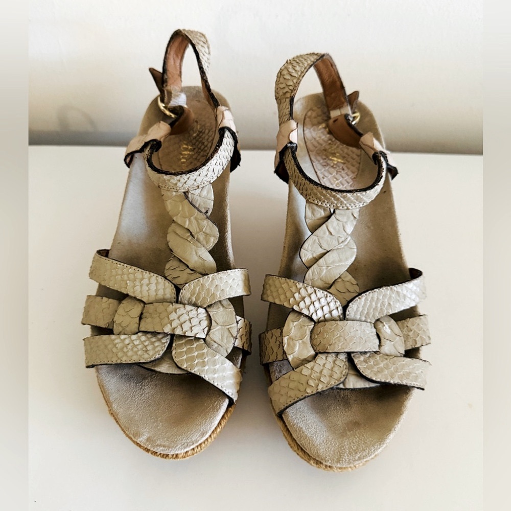 Earthies Platform Cork Snake Strappy Sandals